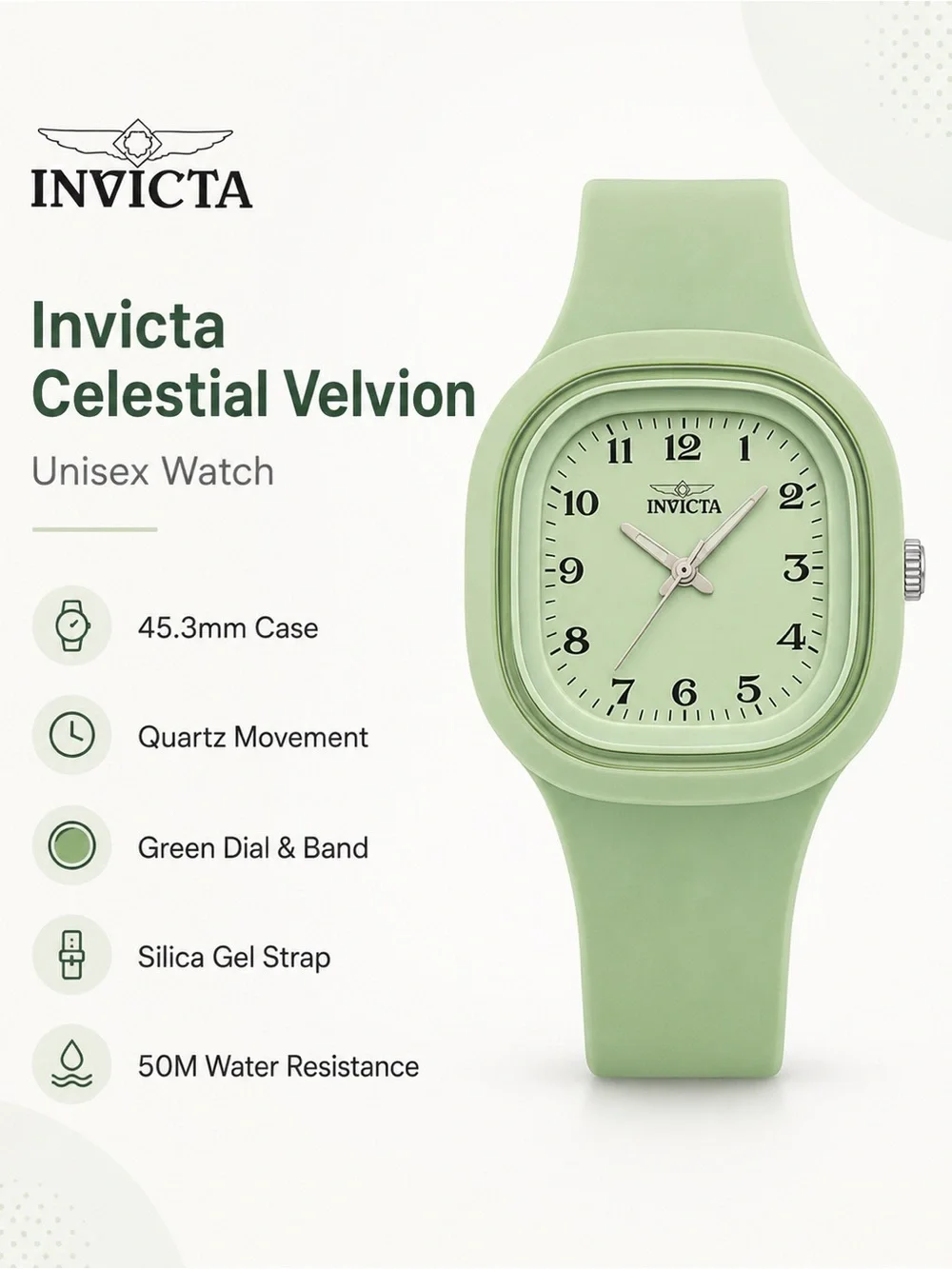 Invicta Celestial Velvion 45.3mm Sage Green Unisex Watch 70383 NIB